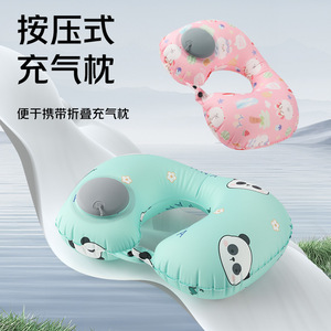 Oreiller gonflable en soie glacée en forme de U, portable, pour le soutien du cou en voyage, avec motif animalier, pour usage général - Product Image 5