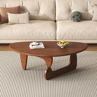Table basse en bois massif pour petits salons, style scandinave moderne et minimaliste, verre transparent inspiré d'Isamu