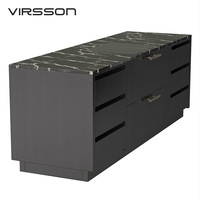Îlot de cuisine moderne modulaire écologique de haute qualité avec plan de travail en marbre, évier, robinet et ensembles complets pour villa