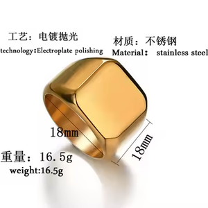 Bague Chevalière Carrée en Acier Inoxydable Personnalisable avec Logo, Gravure Plate pour Homme, Cadeau de Mariage ou de Fête - Product Image 4