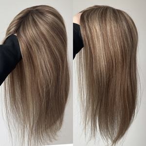 Nuevo Stock Mono Monofilamento Base Virgen Cabello humano Toppers para adelgazar el cabello Mujeres Clips en cabello humano <span class=keywords><strong>3x4</strong></span> 3x6 5x6 Diseño de base - Product Image 3