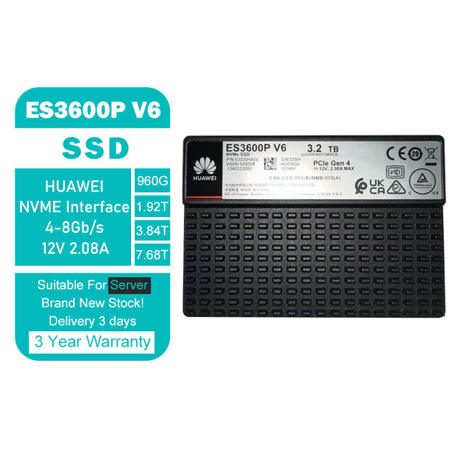 Brand New for ES3600P V6 NVMe PCIe Gen 4 Server SSD 1.6T 3.2T 6.4T 2.5 Inch Internal Read/Write Speed 501-600/601-700MB/S