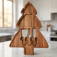Kerstboom snijplank charcuterie houten kaasplank set acacia houten charcuterie kaasplank set feestdagen cadeauset