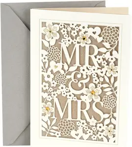 New Design White Flower Eleganz personal isierte Hochzeits karten Mädchen Braut Mr. & Mrs. Party Lieferant Luxus Einladung karte Hochzeit