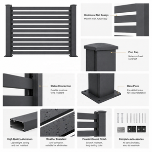 Recinzione Moderna in Alluminio a Doghe Orizzontali, Pannelli per Privacy Contemporanei, Ordini all'Ingrosso, Stile Residenziale - Product Image 4