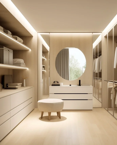 Muebles de dormitorio modernos en forma de L de Guangzhou, armario de madera para dormitorio, armario con tocador, armario para uso doméstico y hotelero - Product Image 4