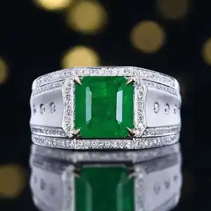 Sgarit Fijne Sieraden Kisa Midori 18K Goud 3.56ct Natuurlijke Smaragd Mannen Ring Natuurlijke Edelstenen Sieraden 18K Gouden Ring Met Grc