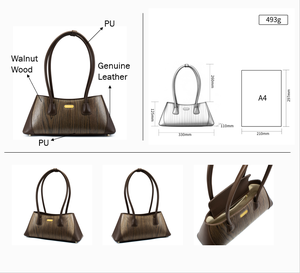 2025 thiết kế mới tùy chỉnh Hạt Gỗ Óc Chó của phụ nữ Vai Túi xách dây kéo đóng cửa túi cho phụ nữ - Product Image 2