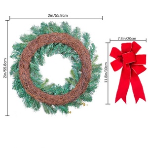 61cm装飾花輪アメリカ人人工クリスマスBowknot Wreathシミュレーションレッドフルーツ花輪壁掛け装飾 - Product Image 3