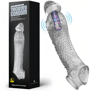 Manchon de pénis pour hommes Extensions de préservatifs Vibrateurs retardant l'agrandissement masculin Clits Masseur Cock Ring Sex Toys Produit Pénis Anneaux - Product Image 4