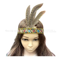 Coiffe de chef africaine de style ethnique, avec plumes, motif écossais et forme de feuille, accessoire pour cheveux, Halloween