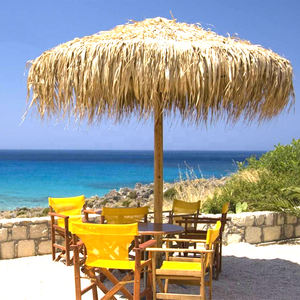 Paraguas de paja de palma de la playa, simulación fabricada en plástico, al por mayor - Product Image 2