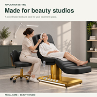 Lit de beauté électrique avec tabouret d'esthéticienne assorti, ensemble chaise de soin rose pour spa, salon, soins de la peau, traitement des cils, mobilier OEM ODM