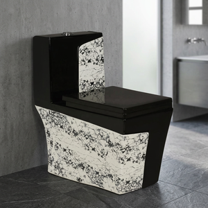 Inodoro de una pieza de cerámica de lujo indio de marca Vistaar, inodoro de línea negra para uso comercial y residencial - Product Image 1