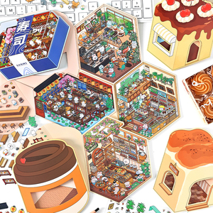 สติกเกอร์ PET ลายการ์ตูนแบบไดคัท เคลือบเงา ตกแต่งลายวิวทิวทัศน์ กันน้ำ เป็นมิตรกับสิ่งแวดล้อม - Product Image 2