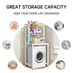 Estante de Baño Metálico Moderno, Blanco y Negro, Impermeable, Multifuncional, <span class=keywords><strong>para</strong></span> Almacenamiento en el <span class=keywords><strong>Hogar</strong></span> - Product Image 1