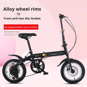 Vélo pliant 14 pouces à vitesse unique, frein à disque double, pédale ordinaire, pour adulte et étudiant, mini vélo de ville, <span class=keywords><strong>cadeau</strong></span>, vente en gros fabricant - Product Image 2