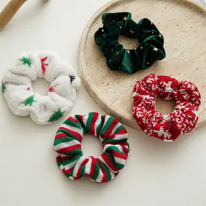 Wholesale Christmas Scrunchies Elastic Velvet Hair Tie Girl Winter Hair Accessories Women New Year Christmas Decoration Gift Set