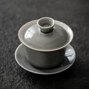 Grand bol à thé japonais en céramique Gaiwan, soupière glaçure gris glacé pour service à thé Kung Fu pour hôtels de fête, voyage, fabrication de thé de Noël - Product Image 4