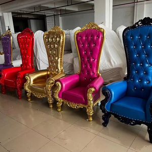 Fauteuils Trône de Luxe Royal Sculptés aux Couleurs Régaliennes, Canapé de Mariage Roi et Reine, Mobilier de Salon, Chaises Trône pour Événements, Fêtes et Villas - Product Image 2