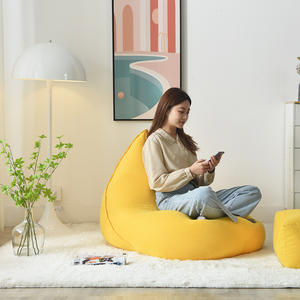 Funda de sofá tipo puf de tela amarilla con funda extraíble para adultos, asiento suave y cómodo, sin relleno, disponible para dropshipping - Product Image 2