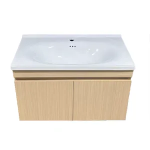 Simple Wall Hanging Solid Wood Bathroom Cabinet Modern For Hotel Bathroom Rectangular Sink