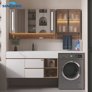 Gabinete de baño simple <span class=keywords><strong>rústico</strong></span> moderno, nuevo tablero de roca ligero de pie, lavabo de <span class=keywords><strong>tocador</strong></span>, inodoro, Baño - Product Image 2