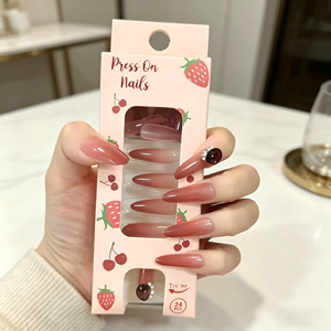 Faux ongles français amande rose dégradé pour femmes, lot de 24 pièces avec strass, amovibles et auto-adhésifs, pour <span class=keywords><strong>manucure</strong></span> - Product Image 3