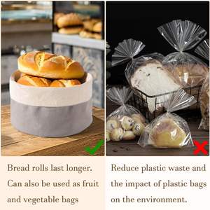 Sac à pain réutilisable, panier à pain en tissu rond pour garder les produits frais, tels que les produits de boulangerie, les céréales, les noix, les fruits, les légumes, les grains - Product Image 2