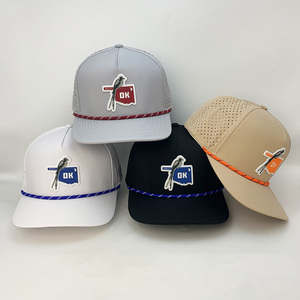 <b>Waterproof</b> 5 Panel Golf <b>Hats</b> Manufacturer Wholesale Gorras Polyester Customizable logo Rubber Patch Baseball Caps - Product Image 6