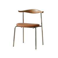 Chaise de salle à manger rétro nordique minimaliste vintage en bois massif avec dossier en fer et corne pour café et restaurant