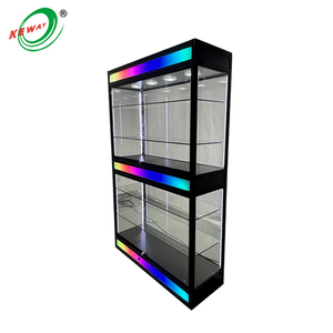 Casing layar Premium kabinet kaca 6 kaki dengan lampu LED berubah warna bingkai aluminium - Product Image 6