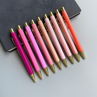 Stylo bille hexagonal en métal personnalisé avec logo, 74 couleurs Macaron Morandi, pointe 1,0 mm, or rose, cadeau publicitaire