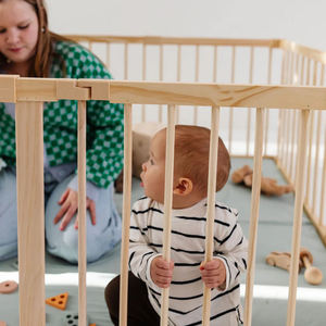 Ahşap bebek oyun parkı değiştirilebilir genişletilebilir bebek oyun çit tulumları için büyük ahşap oyun parkı emniyet bebek kapısı Playard - Product Image 4