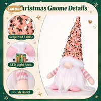 YACHEN Gnome de Noël Lumineux avec Chapeau à Paillettes, Décoration de Table en Peluche pour la Maison et les Fêtes, Vente en Gros