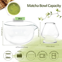 Ensemble bol à matcha en verre avec fouet et support, logo et couleur personnalisés, thé vert matcha, bol à matcha en verre chawan avec support pour fouet en verre