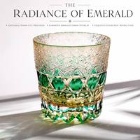 Verre à whisky en cristal bleu cobalt et ambre découpé à la main, verre à whisky à motif géométrique bicolore pour cadeaux d'affaires haut de gamme