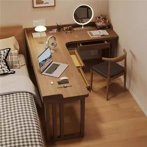 L-Shaped Solid Wood <b>Desk</b> Computer <b>Desk</b> Home Bedroom <b>Study</b> <b>Desk</b> For Student And Children - Product Image 1
