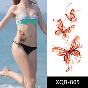 Tatuajes temporales impermeables de medio brazo colorido rojo azul púrpura naranja mariposa Bianan flor dragón para hombres y mujeres - Product Image 4