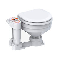 SEAFLO 12V/24V Electric Marine Toilet with Small Seat, Ceramic Self-Priming Boat RV Yacht Motorhome Toilet with Macerator Pump