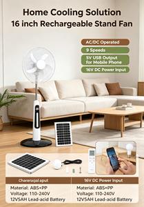 Ventilateur solaire rechargeable d'extérieur de classe A, ventilateur de table rechargeable - Product Image 1