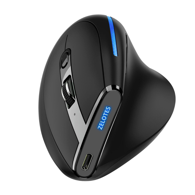 F-36A Ergonomics RGB Mini Vertical Optical Mouse 2.4G+BT1+BT2 Wireless Rechargeable Mouse for Computer & Laptop