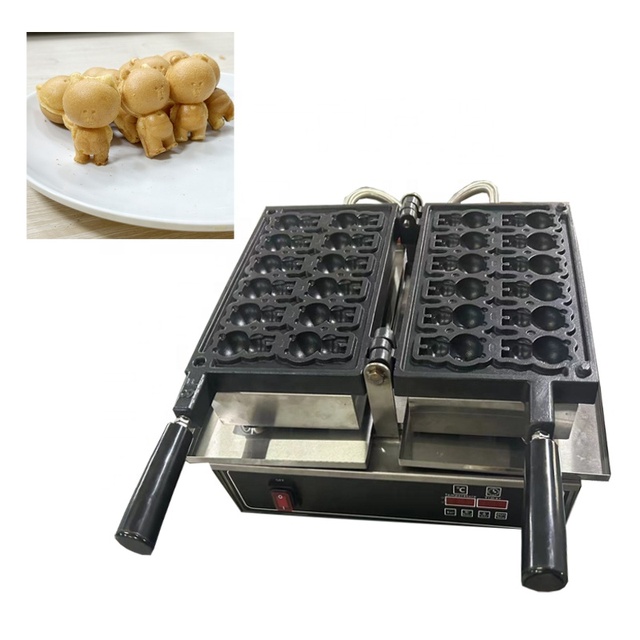 Pop Lolly Waffles Maker 12 Pcs Commercial Bear Shape Baker Electric Catering Equipment 110/220V