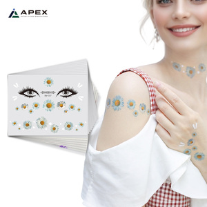 Adesivi per il Viso Stile Coreano, Tatuaggi Temporanei 120x158mm, Trucco per Occhi e Guance, 18 Design per Festival e Concerti - Product Image 1