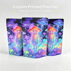 MOQ 500 Bolsas con Cierre Personalizadas con Acabado Mate Holográfico Brillante para Pequeñas Empresas, Marcas Independientes, Empaque de Snacks y Té 7/14/28/112g - Product Image 1