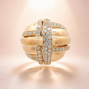 แหวนแต่งงานเพชรแท้ทรงกลม ประดับเพชรเต็มวง ชุบทอง 18k แบบคลาสสิก - Product Image 4