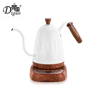Diguo 700ml 24Oz White Color Electric Stainless Steel Gooseneck Kettle For Tea Coffee With Temperature Setting