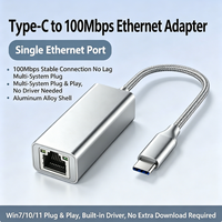 Adaptateur USB C vers Ethernet stable 100 Mbps, cordon tressé externe pour ordinateur portable, tablette, téléphone sans port Ethernet