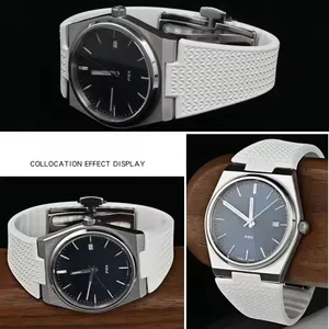 สายยางฟลูออโรสำหรับนาฬิกา <span class=keywords><strong>Tissot</strong></span> <span class=keywords><strong>PRX</strong></span> Series ขนาด 35 มม. 40 มม. หัวเข็มขัดแบบผีเสื้อ ขนาด 11 มม. 12 มม. กันน้ำ ถอดเปลี่ยนได้รวดเร็ว สายนาฬิกา FKM - Product Image 4