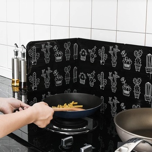 Panneau anti-éclaboussures pliable à 3 côtés en forme de cactus, résistant à la chaleur, pour cuisinière, <span class=keywords><strong>protection</strong></span> antiadhésive pour la cuisson - Product Image 2
